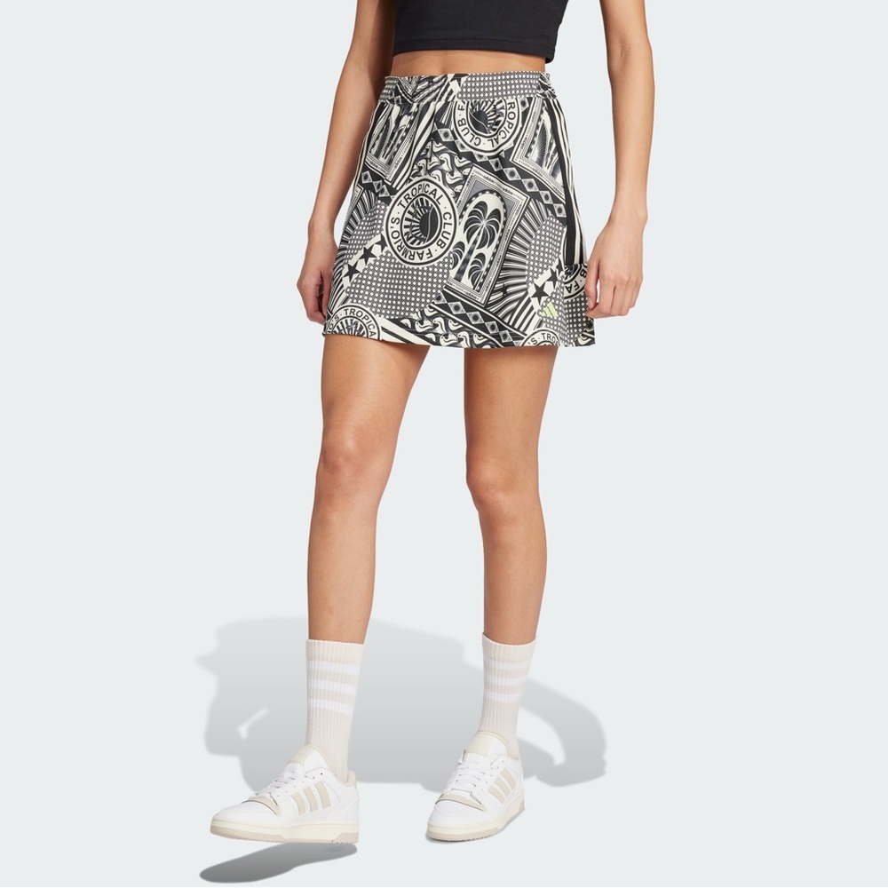 Adidas / farm Rio Black and White Graphic Mini Skirt